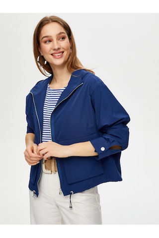 Faik Sönmez Astarsız Kapişonlu Comfort Fit Trençkot S25tnc012 Us25tnc01220 Lacivert