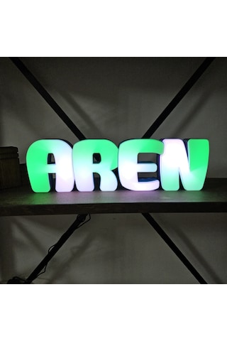 Argb Led Li Dekoratif İsim Kutusu Kişiye Özel 4 Harf