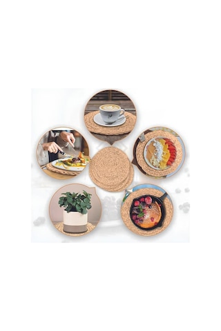 4 Lü Hasır Amerikan Servis Supla Örmet Ahşap