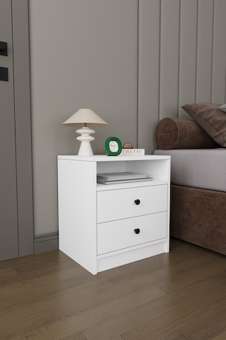 Modern 2 Çekmeceli Komodin Şifonyer %100 Mdf Çok Amaçlı Organizer Kmd04 Beyaz