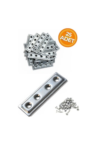 Düz Demir Gönye Köşebent, Metal Lama Montaj Demiri, Mobilya Dolap Raf Masa Köşe Bağlantı Aparatı, 16x60mm, 25 A Diğer