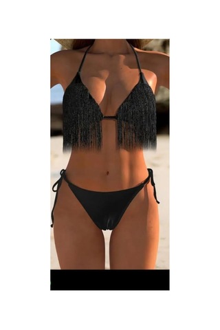 Nisanurtekstil 3'lü Bikini Takımı Siyah Siyah