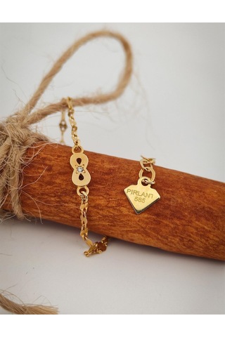 Pırlant Taşlı Sonsuzluk Boomerang Altın Bileklik