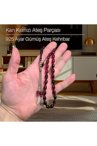 Fy Doğaltaş 925 Ayar Saf Gümüş Ateş Kehribar