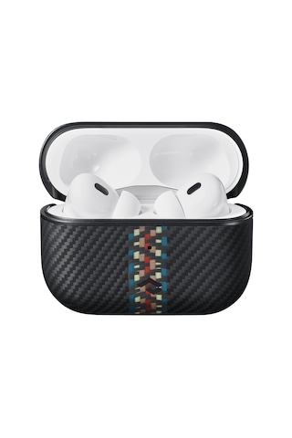 Apple Uyumlu AirPods Pro Kılıf Magsafe Özellikli 600d Aramid Fiber Pitaka Orchestra Serisi Rhapsody Siyah-mavi