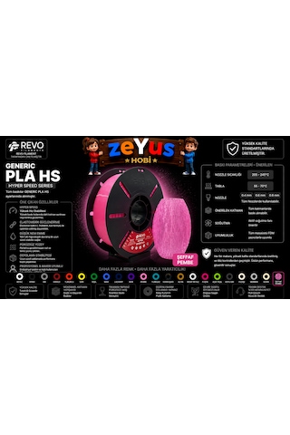 Generic Pla Hs Hyper Speed Filament Şeffaf Pembe 1.75 Mm 1000 Gr