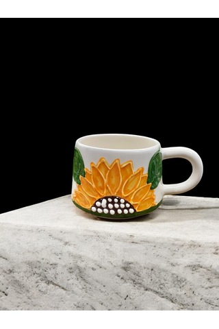 Seramik Kupa Bardak Ayçiçeği Tasarım