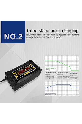 Ranyeek 12v 6a Akıllı Araba Motosiklet Batarya Şarj Cihazı, 150-250v Giriş, Pwm Teknolojisi, Aşırı Şarj Koruması, Lcd Ekranı, Avrupa Şarjı Son-1206d+