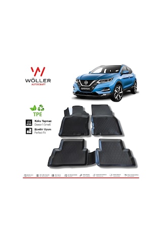 Nissan Qashqai Paspas 2014 - 2021 Arası 3D Havuzlu Wöller Paspas