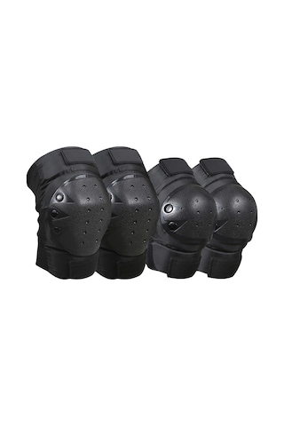 Pazly Motorcycle & Bicycle Elbow & Knee Protection Set - Black, Made Of Eva & Pe, Maximum Impact Protection, New, Universal Fit Siyah
