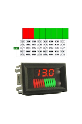 Akü Kapasite Göstergesi Voltmetreli Pil Batarya Akü 12v 24v