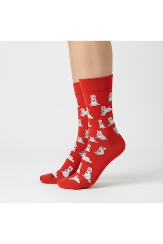 Gost Liria Rabbit Socks Desenli Unisex Soket Çorap Kırmızı