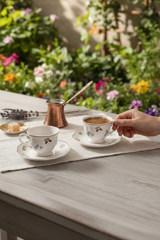 Akayev Petite Fleur 2li Porselen Kahve Fincan Seti Çiçekli