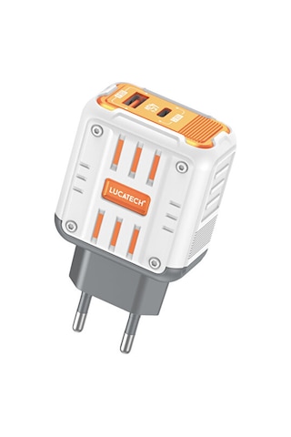 Lucatech Lc-125 45w Pd + Usb Çift Çıkışlı Type-c Ve Usb-a Turbo Hızlı Şarj Cihazı Adaptör Beyaz