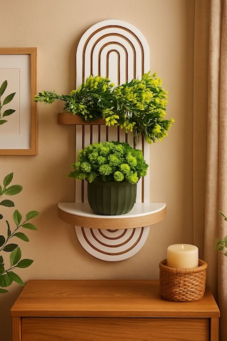 Arya Dekoratif Duvar Rafı Balkon Dekor Rafı Mdf Beyaz 70 20 Cm