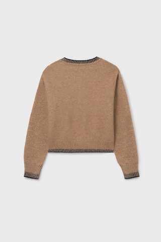 Kız Çocuk Kiraz Jakarlı Triko Kazak - Camel Sarı