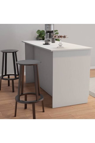 Patentli 160lık Benzila Siyah Kulplu Ada Mutfak, Mutfak Dolabı, Çok Amaçlı Dolap Beyaz