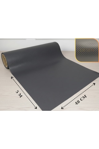 48 Cm X 5 Metre Antrasit Kabartma Nokta Desenli Çekmece İçi Kaydırmaz Halı, Raf Örtüsü