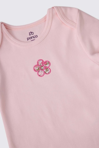 Panço Liberty Kumaş Yenidoğan Kısa Kollu Pembe Body