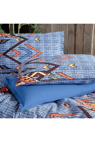 Yakut King Size Battal Boy %100 Pamuk Flanel Pazen Nevresim Takımı Mavi MAVI