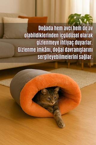 Modern Kedi Ve Köpek Mağara Yatağı, 80x60x3 Cm, Sakinleştirici Ve Konforlu, Serin Mat Kılıfı İle Şeftali