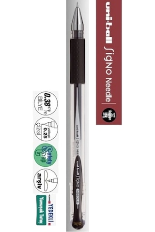 Uniball Signo Needle 0.38 İğne Uçlu Jel Kalem Siyah Üç Adet