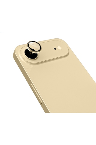 Apple Uyumlu iPhone 17 Air Metal Çerçeveli Temperli Kamera Lens Koruyucu Gold