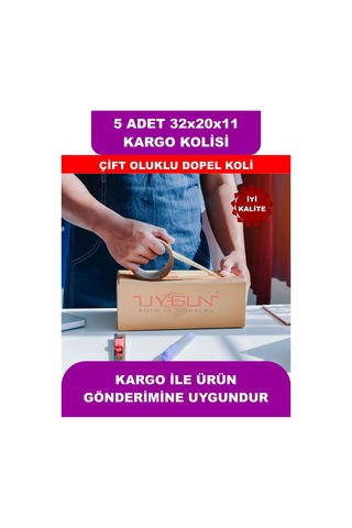 5 Adet 32x20x11 Cm Baskısız Çift Oluklu Boş Koli, Dopel Ürün Kolisi, Kargo Kolisi, Tssst