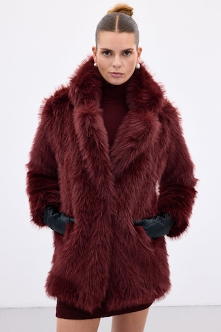 Sateen Çıt Çıt Detaylı Kürk - Bordo-136677 Bordo