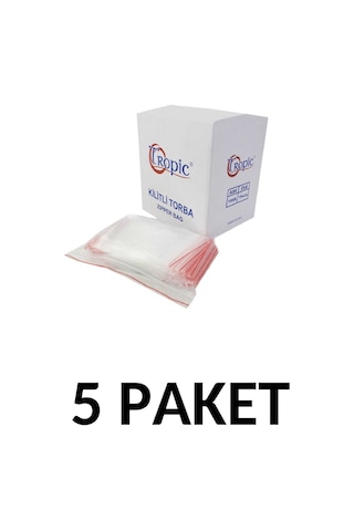 Tropic 5 Paket Kilitli Torba Şeffaf Poşet 10x12 Adet Kına Çerez Kuruyemiş Naylonu 1000li