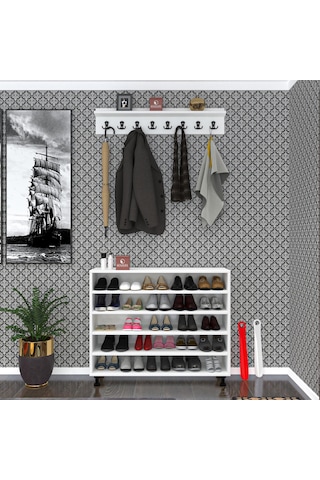 Kenzlife Ayakkabılık Merkub5 Crdbyz 83 100 32 Kapaklı 5 Raflı 25 Çift Ayakkabı Kapasitesi Ahşap