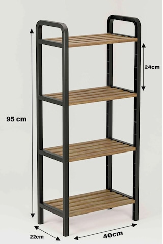 4 Katlı Ahşap Çubuklu 40 Cm Banyo Rafı, Banyo Düzenleyici Raf Ceviz
