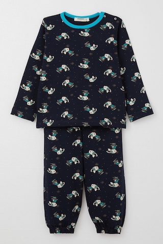 Breeze Kız Çocuk Pijama Takımı Sevimli Tavşancık & Kelebek Desenli 1-3 Yaş, Koyu Lacivert Lacivert