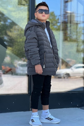 Pina Kids Erkek Çocuk Çıkarılabilir Kapüşonlu Sık Dikişli Nova Kumaş Kışlık Şişme Mont Km4016 Füme