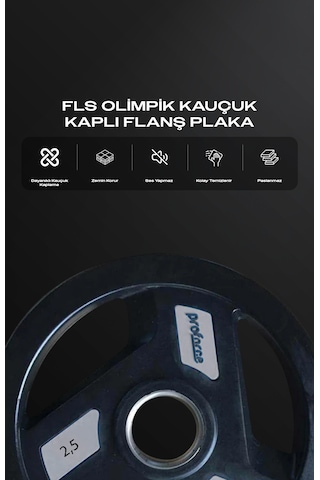 Proforce Kauçuk Kaplı Olimpik Ağırlık Plakası 25KG Sağlam Dökme Demir Plaka Ev ve Salon Kullanımına Uygun Tek Adet