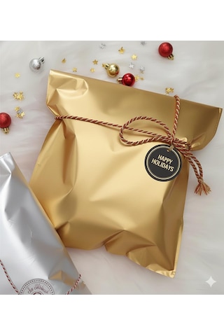 Hediye Paketi 5 Adet 40x60 Büyük Boy Gold Hazır Yapışkanlı Hediye Poşeti Kazak,sweatshirt Uygun