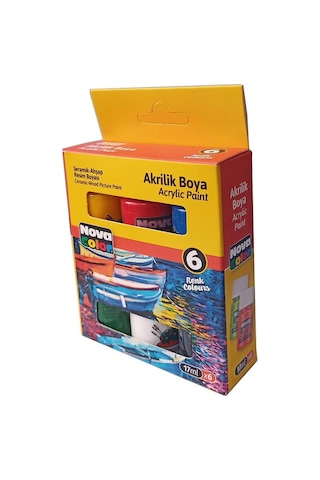 Akrilik Boya 6 Renk 17 Ml 1 Paket Akrilik Boya Seti 6 Lı Ahşap Tuval Taş Ağaç Boyamalar İçin İdea Boyama Seti