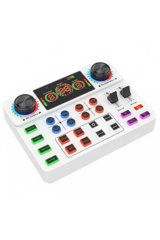 Canlı Yayın Ses Kartı 2 Mikrofon Girişli, Profesyonel Podcast & Twitch Sound Card