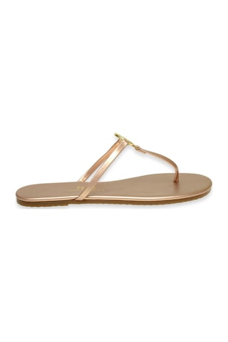 Tkees Tk-2112 Klasik Tokali Parmak Arası Bronz Kadın Terlik Bronz