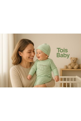 Tois Baby 3 Lü Avantajlı Set Hediyelik Organik Hastane Çıkışı Bebek Takımı 0-3 Ay Ekru Pembe Yeşil
