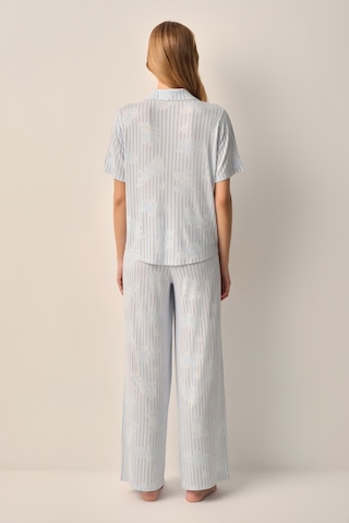 Suwen Lady Gömlek Yaka Pijama Takımı Sh26611660b348 Mavi