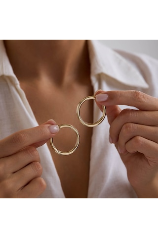 14k Altın Halka Küpe 3 Mm 3.3 Cm T14309 Renkli