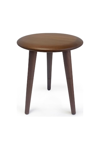 Mezmob Masif Kayın Tabure Sehpa Üç Ayaklı Yuvarlak Ceviz