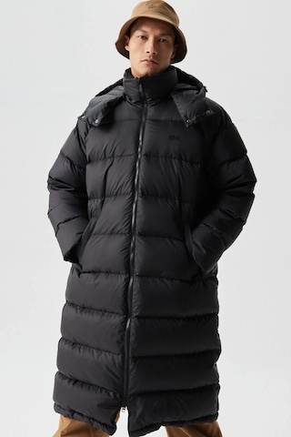 Lacoste Down Fill Parka Uzun Boy Kaz Tüyü Dolgulu Çıkartılabilir Kapüşonlu Erkek Parka Siyah Siyah