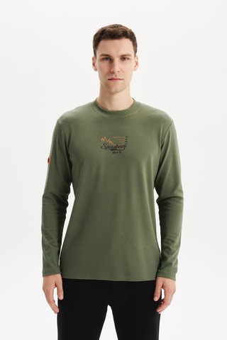 Ar-ma Erkek Slim Fit Çift Taraflı İnce İnterlok Pamuk Modal Elastan Karışımlı Bisiklet Yaka Sweatshirt K30124989502 Yeşil-y1 Yeşil