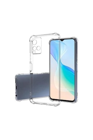 Vivo Uyumlu Y21s Kapak Kamera Korumalı Airbag Antishock Köşe Korumalı Şeffaf Silikon Kılıf