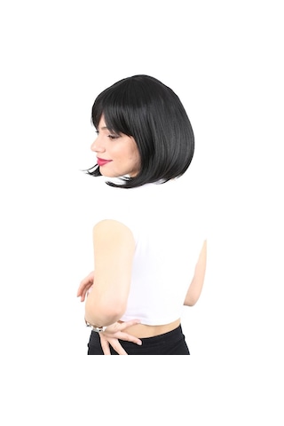 Küt Kahküllü Fiber Sen Peruk / Siyah - Mydr-713785 Renkli