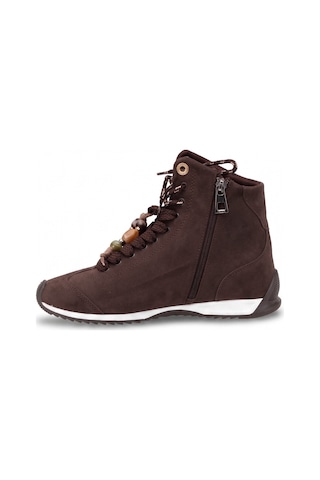 Ayakkabı Fuarı Elit Kcm195 Kadın Taşlı Sneaker Bot Kahverengi