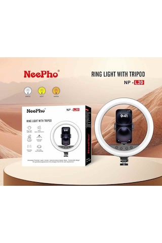 Apple Uyumlu iPhone 14 Pro Np-l20s Profesyonel Ring Light Selfie Çubuğu Ve Tripod Seti