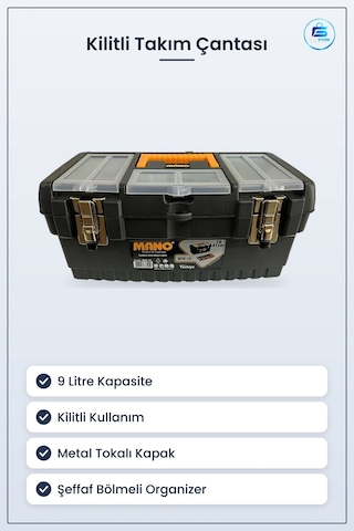 Takım Çantası 9 L Kilitli Plastik Avadanlık Metal Tokalı Organize